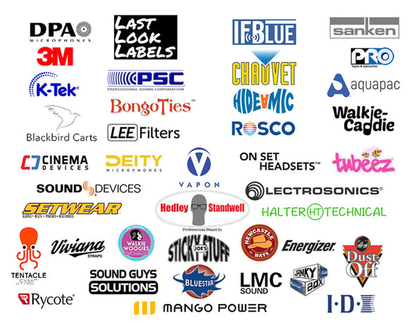 Popular on set brands for expendables and gear for Professional Audio, Video, Film and Theater Industry