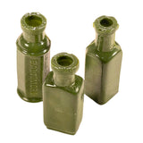 Dark Green Opaque SMASHProps Breakaway Vintage Mini Poison Bottles Prop Set 3 Piece Set - Dependable Expendables