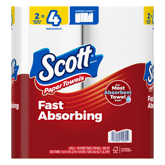 Scott Paper Towels, Double Rolls, One Ply