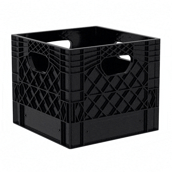 Plastic 16 Quart Closed Wall Plastic Grip Storage Square Milk Crates are ideal for storing small grip and electrical equipment on film and video sets.