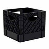 Plastic 16 Quart Closed Wall Plastic Grip Storage Square Milk Crates are ideal for storing small grip and electrical equipment on film and video sets.