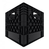 Black Plastic 16 Quart Closed Wall Plastic Grip Storage Square Milk Crate ideal for storing small grip and electrical equipment on film and video sets - Dependable Expendables