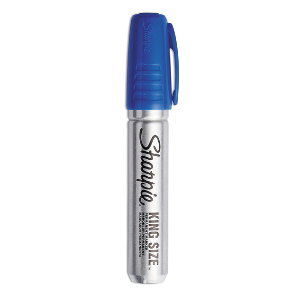 Sharpie King Size Permanent Marker, Broad Chisel Tip, Blue, Dozen