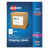 Avery White Shipping Labels-Bulk Packs, Inkjet/Laser Printers, 8.5 x 11, White, 250/Box