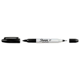 Sharpie Twin-Tip Permanent Marker, Extra-Fine/Fine Bullet Tips, Black, Dozen
