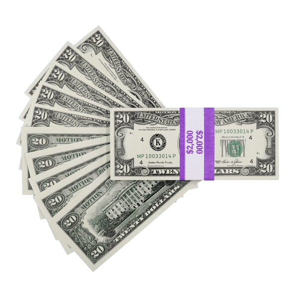 Money Prop - 1990 Series $20 Full Print $2,000 Stack