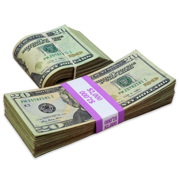 Money Prop - New Series $20 ✔️RealAged™ Full Print $4,000 Stack & Band Pack