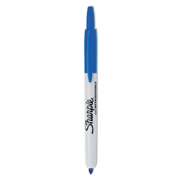Sharpie Retractable Permanent Marker, Fine Bullet Tip, Blue