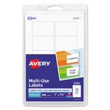 Avery Removable Multi-Use Labels, Inkjet/Laser Printers, 1 x 1.5, White, 10/Sheet, 50 Sheets/Pack, (5434) - Dependable Expendables