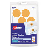 Avery Printable Self-Adhesive Removable Color-Coding Labels, 1.25" dia, Neon Orange, 8/Sheet, 50 Sheets/Pack, (5476) - Dependable Expendables