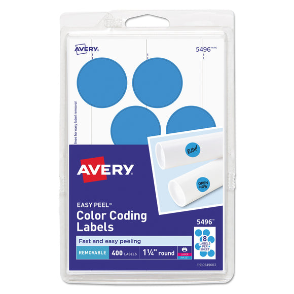 Avery Printable Self-Adhesive Removable Color-Coding Labels, 1.25