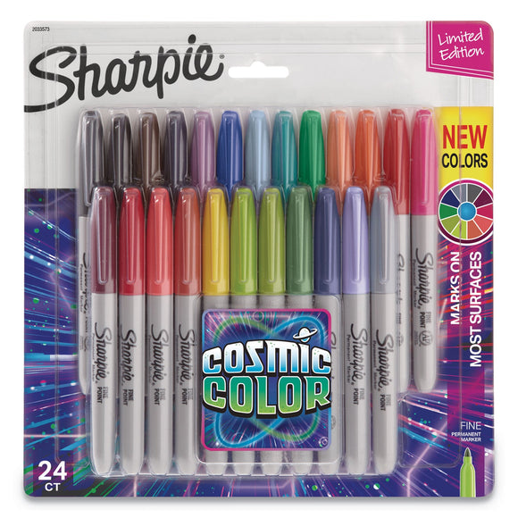 Sharpie Cosmic Color Permanent Markers, Medium Bullet Tip, Assorted Cosmic Colors, 24/Pack