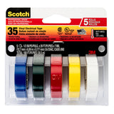 3M Scotch 35 Professional Grade Quality Vinyl Electrical Tape 5 Tape Rolls, 0.5 in x 6.67 ft, 1 inch Core - Dependable Expendables