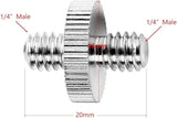 20mm long 1/4"-20 Male to 1/4"-20 Male Threaded Tripod Screw Adapter