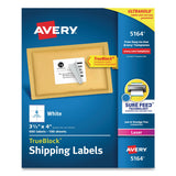 Avery Shipping Labels w/ TrueBlock Technology, Laser Printers, 3.33 x 4, White, 6/Sheet, 100 Sheets/Box - Dependable Expendables