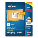Avery Shipping Labels w/ TrueBlock Technology, Inkjet Printers, 3.33 x 4, White, 6/Sheet, 100 Sheets/Box
