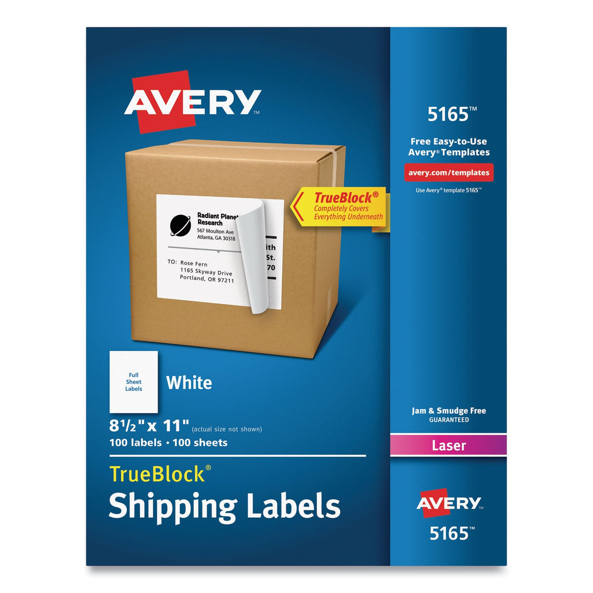 Avery Shipping Labels with TrueBlock Technology, Laser Printers, 8.5 x ...