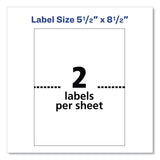 Avery Shipping Labels w/ TrueBlock Technology, Inkjet/Laser Printers, 5.5 x 8.5, White, 2/Sheet, 500 Sheets/Box - Dependable Expendables
