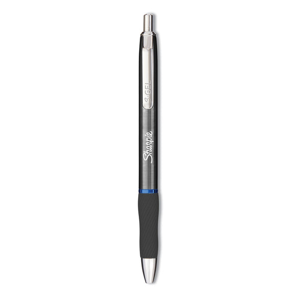Sharpie S-Gel Premium Metal Barrel Gel Pen, Retractable, Medium 0.7 mm, Blue Ink, Gun Metal Gray Barrel, Dozen