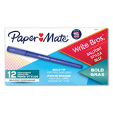 Paper Mate Write Bros. Ballpoint Pen, Stick, Bold 1.2 mm, Blue Ink, Blue Barrel, Dozen - Dependable Expendables