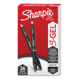 Sharpie S-Gel High-Performance Gel Pen, Retractable, Bold 1 mm, Black Ink, Black Barrel, 36/Pack