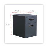 Alera File Pedestal, Left or Right, 2-Drawers: Box/File, Legal/Letter, Charcoal, 14.96" x 19.29" x 21.65" - Dependable Expendables