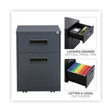 Alera File Pedestal, Left or Right, 2-Drawers: Box/File, Legal/Letter, Charcoal, 14.96" x 19.29" x 21.65" - Dependable Expendables