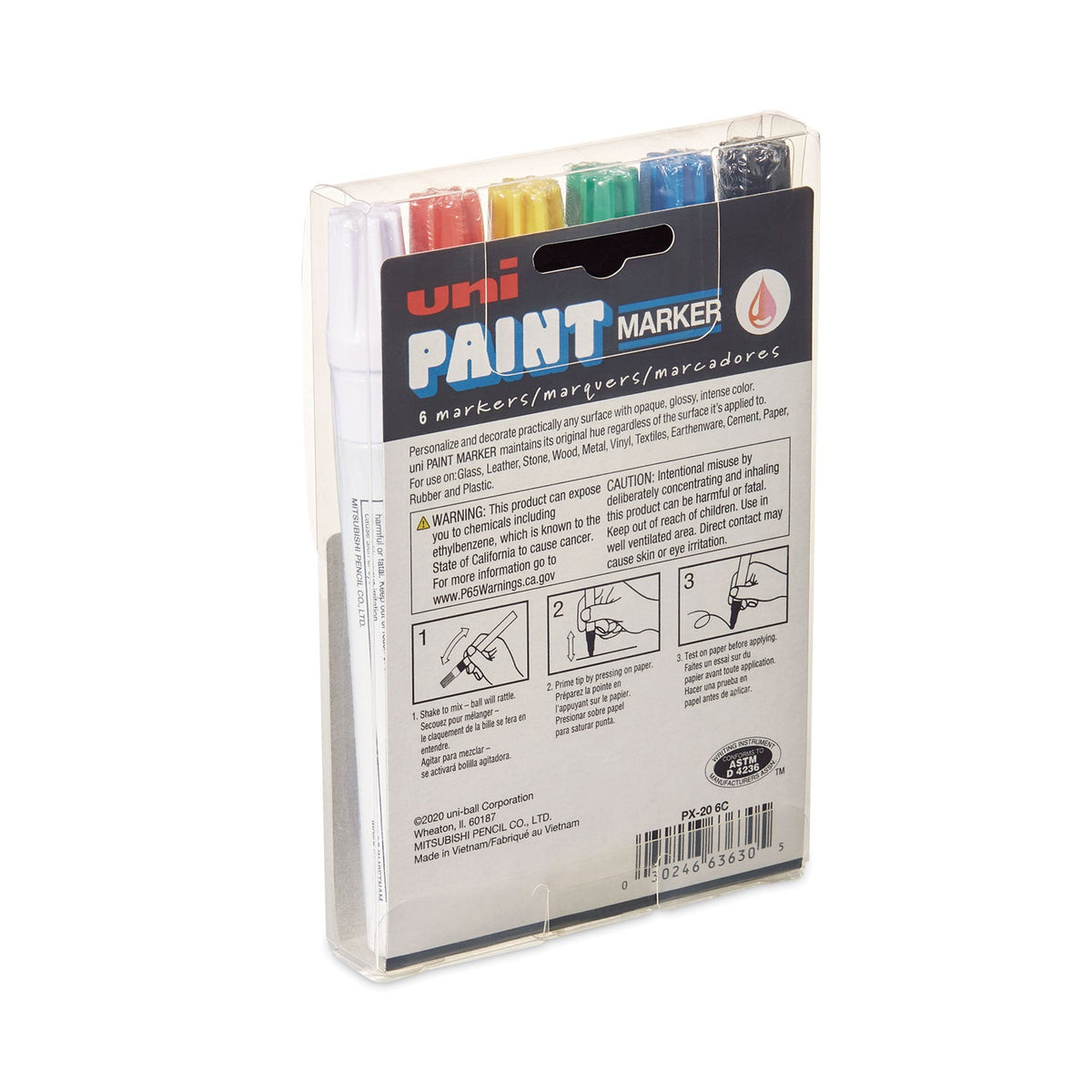uni Permanent Marker, Medium Bullet Tip, Assorted Colors, 6/Set ...