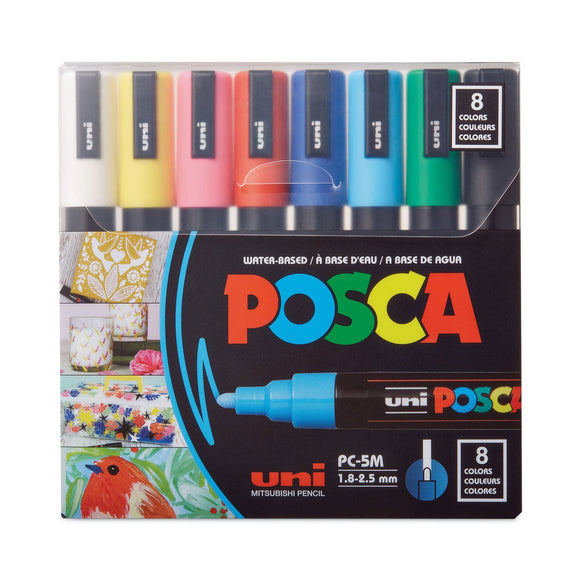 POSCA Permanent Specialty Marker, Medium Bullet Tip, Assorted Colors, 8/Pack