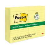 3M Post-it Original Recycled Note Pads, Note Ruled, 4" x 6", Canary Yellow, 100 Sheets/Pad, 12 Pads/Pack - Dependable Expendables