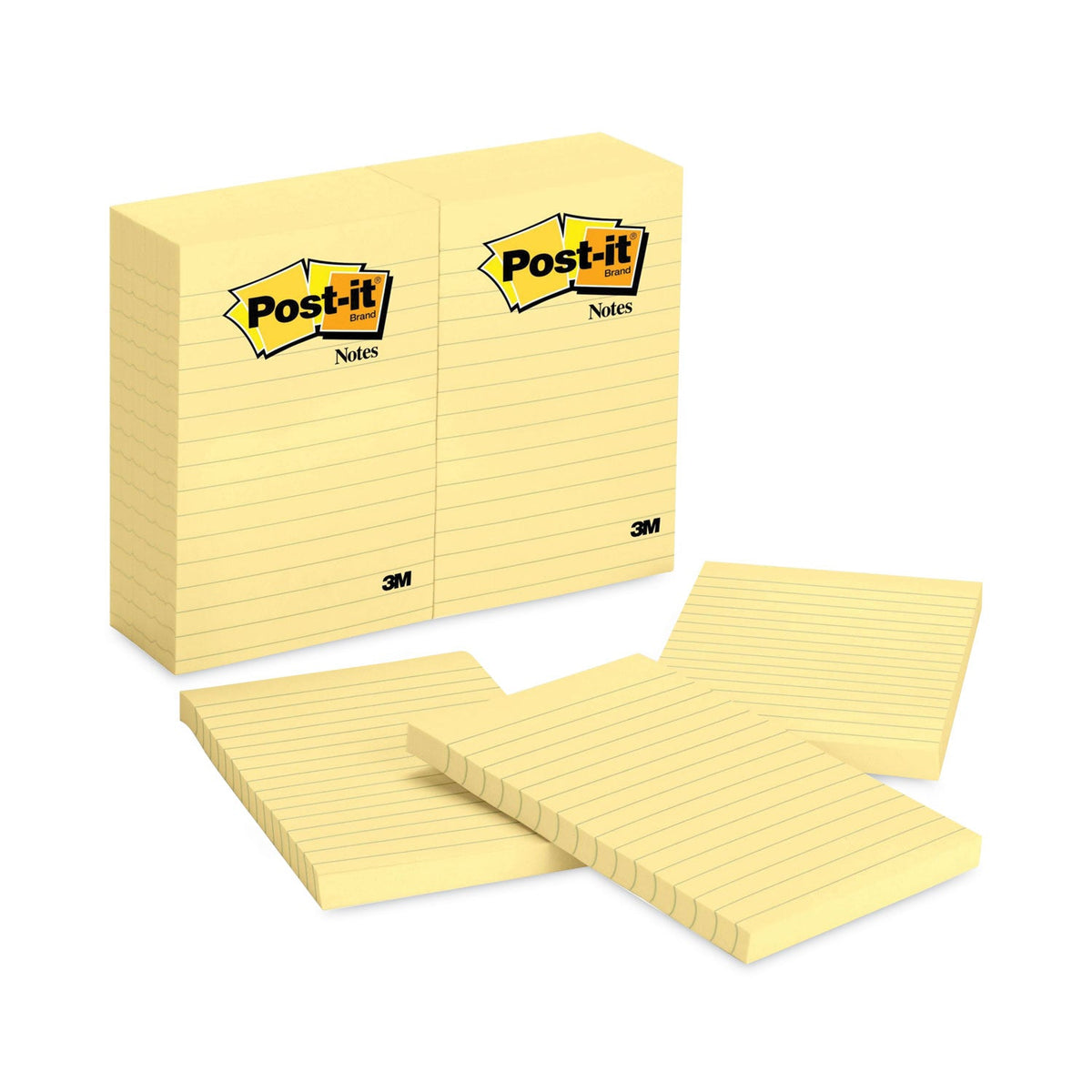 Post-it Original Pads in Canary Yellow, Note Ruled, 4