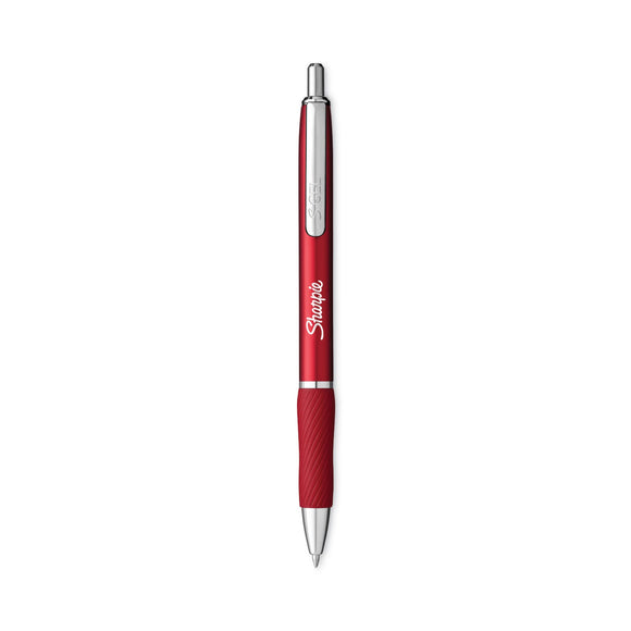 Sharpie S-Gel Premium Metal Barrel Gel Pen, Retractable, Medium 0.7 mm, Black Ink, Red Barrel, 4/Pack