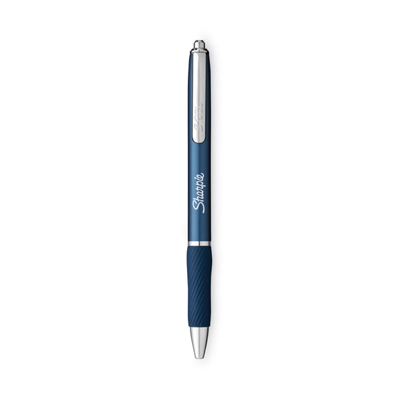 Sharpie S-Gel Premium Metal Barrel Gel Pen, Retractable, Medium 0.7 mm, Black Ink, Midnight Blue Barrel, Dozen