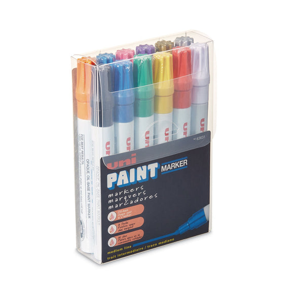 uni Permanent Marker, Medium Bullet Tip, Assorted Colors, 12/Set
