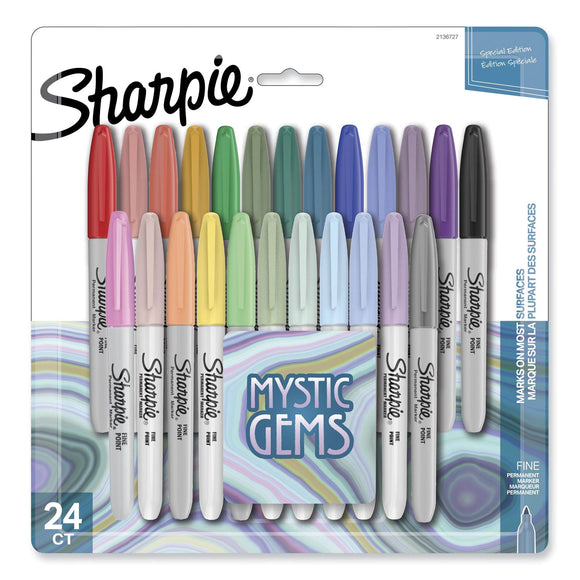 Sharpie Mystic Gems Markers, Fine Bullet Tip, Assorted, 24/Pack