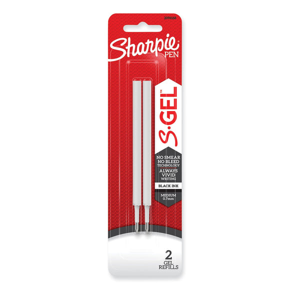 Sharpie S-Gel 0.7 mm Pen Refills, Medium 0.7 mm Bullet Tip, Black Ink, 2/Pack