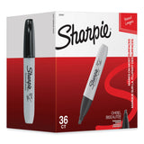 Sharpie Chisel Tip Permanent Marker, Broad Chisel Tip, Black, 36/Pack