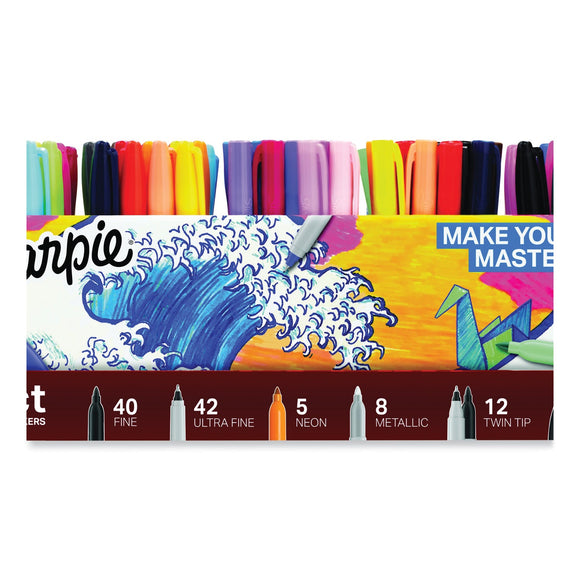 Sharpie Permanent Markers Ultimate Collection Value Pack, Assorted Tip Sizes/Types, Assorted Colors, 115/Set