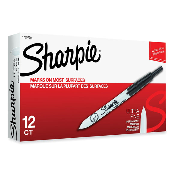 Sharpie Retractable Permanent Marker, Extra-Fine Needle Tip, Black