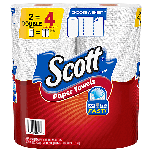 Scott Paper Towels, Choose-A-Sheet - 2 Double Rolls = 4 Regular Rolls (110 Sheets Per Roll)
