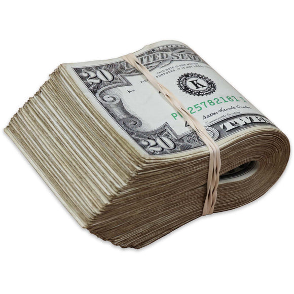 Money Prop - 1990 Series $20 ✔️RealAged™ Full Print $2,000 Band