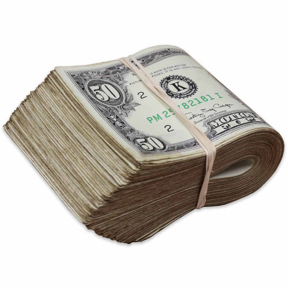 Money Prop - 1990 Series $50 ✔️RealAged™ Full Print $5,000 Band