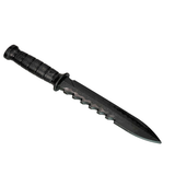 Serrated Spine Poly Training Knife with 8.5 Inch Drop Point Blade and Leather Wrapped Textured Handle Prop - Dependable Expendables