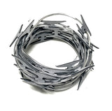 10ft Custom built razor wire replica safe for direct contact with actors. Comes in four different colors: silver, black, rusty, bloody