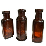 Amber Brown Translucent SMASHProps Breakaway Vintage Mini Poison Bottles Prop Set 3 Piece Set - Dependable Expendables