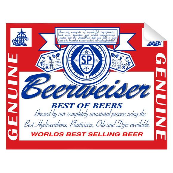Beerweiser Bottle Single Self Adhesive Label . License and Royalty Free for Film Use