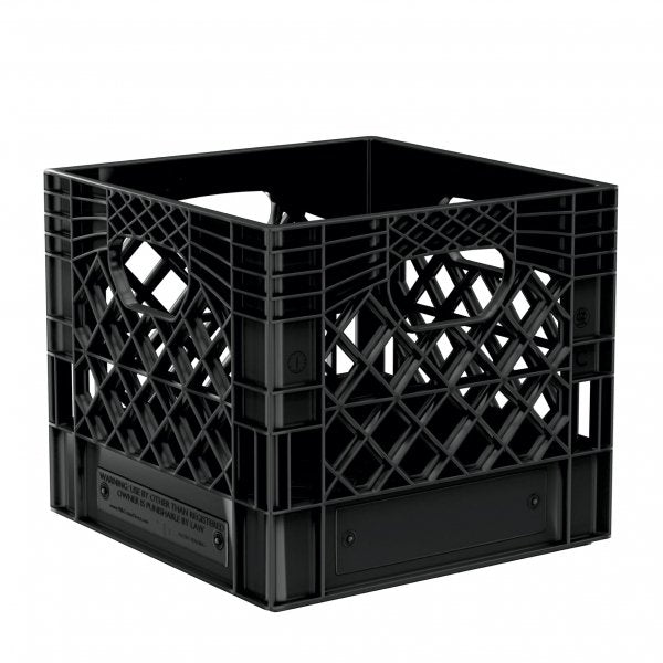 Plastic Grip Storage Square 16 Quart Milk Crate (Black, Blue