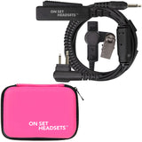 Black On Set Headsets FilmPro X Walkie Headset with 3.5mm Input and pink Case