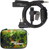 Black On Set Headsets FilmPro X Walkie Headset with 3.5mm Input and green camo Case