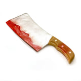 Bloody Foam Rubber Lightwood Handle Medium Butcher's Cleaver Prop - Dependable Expendables